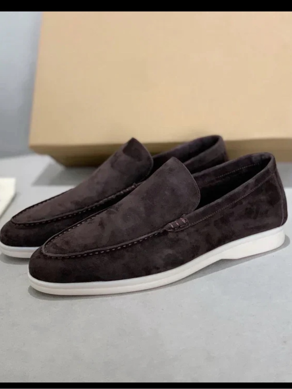 New! Chic Suede Feel Brown Loafers size 41/8